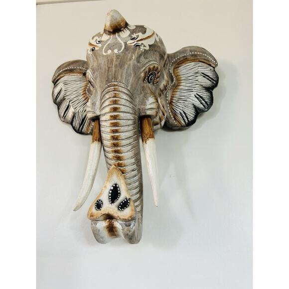 New Hand Carved Wooden Elephant Wall Hanging Costa Rica Jungle Animal Pura Vida - Picture 10 of 16